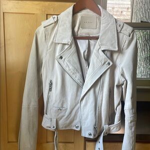 Blank NYC Moto Biker Suede Leather Jacket Large Blush